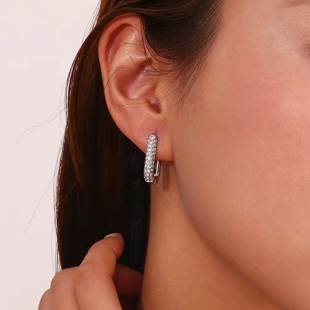 Orecchini rettangolari con zirconi