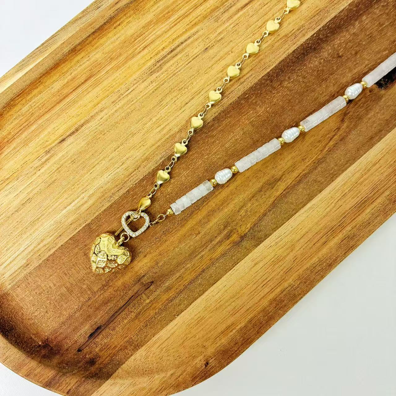 (C144) COLLANA CUORI IN ACCIAIO INOX