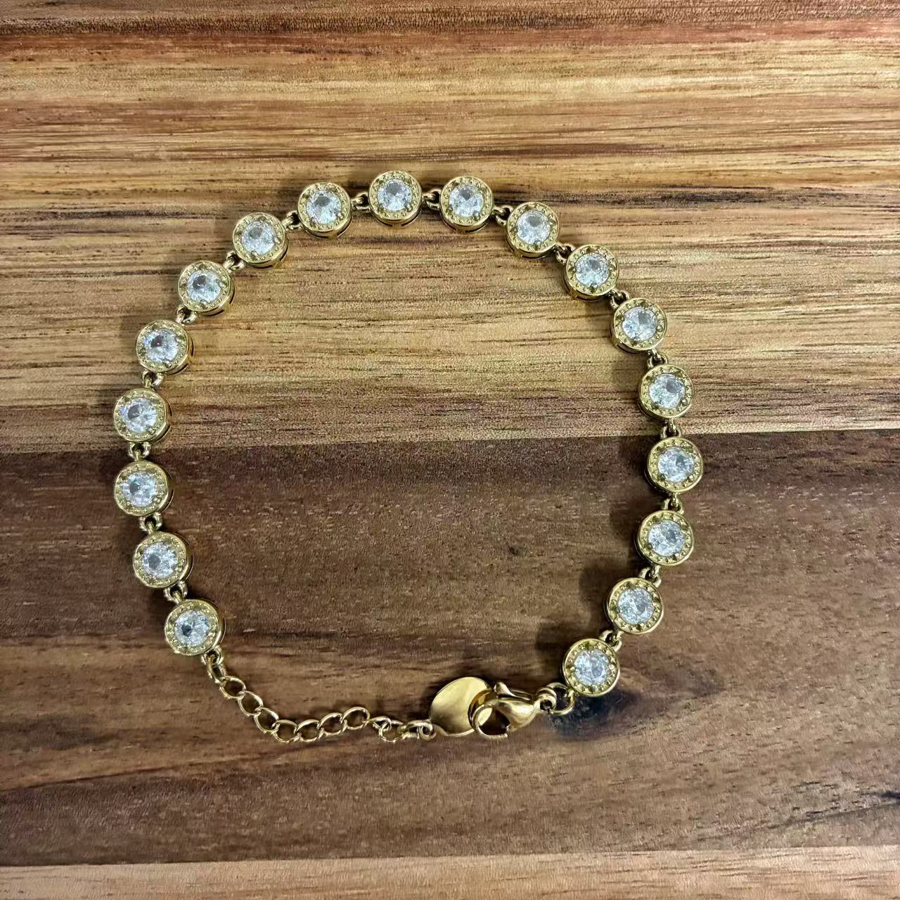 (B027) BRACCIALE DONNA TENNIS IN ACCIAIO INOX