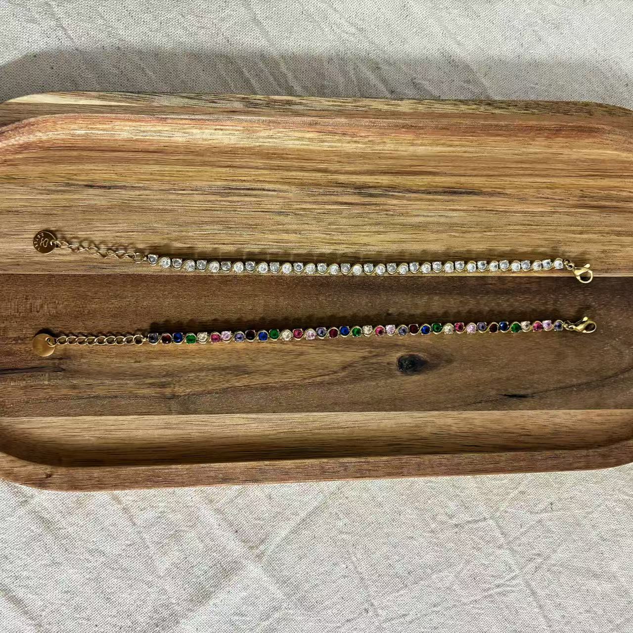 (B028) BRACCIALE TENNIS DONNA IN ACCIAIO INOX