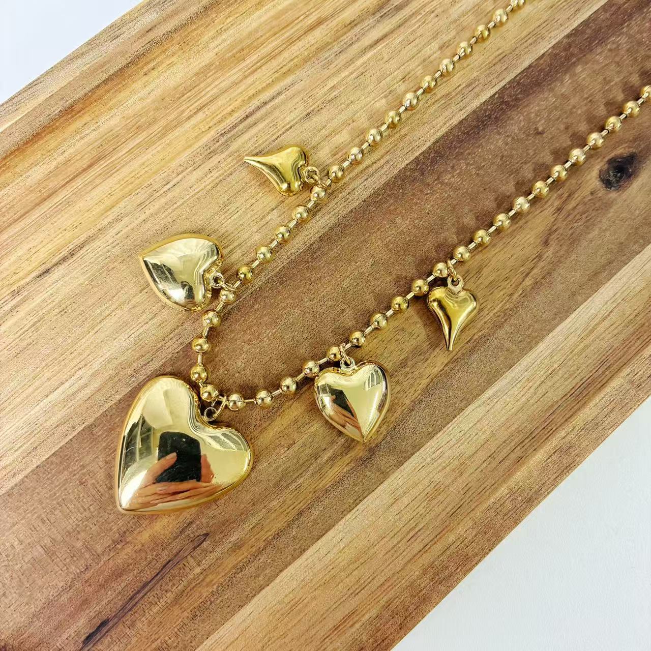 (C163)Collana cuori leggeri in acciaio inox