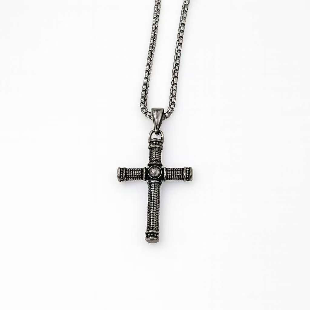 (C342)Collana Uomo Pendente Croce Vintage