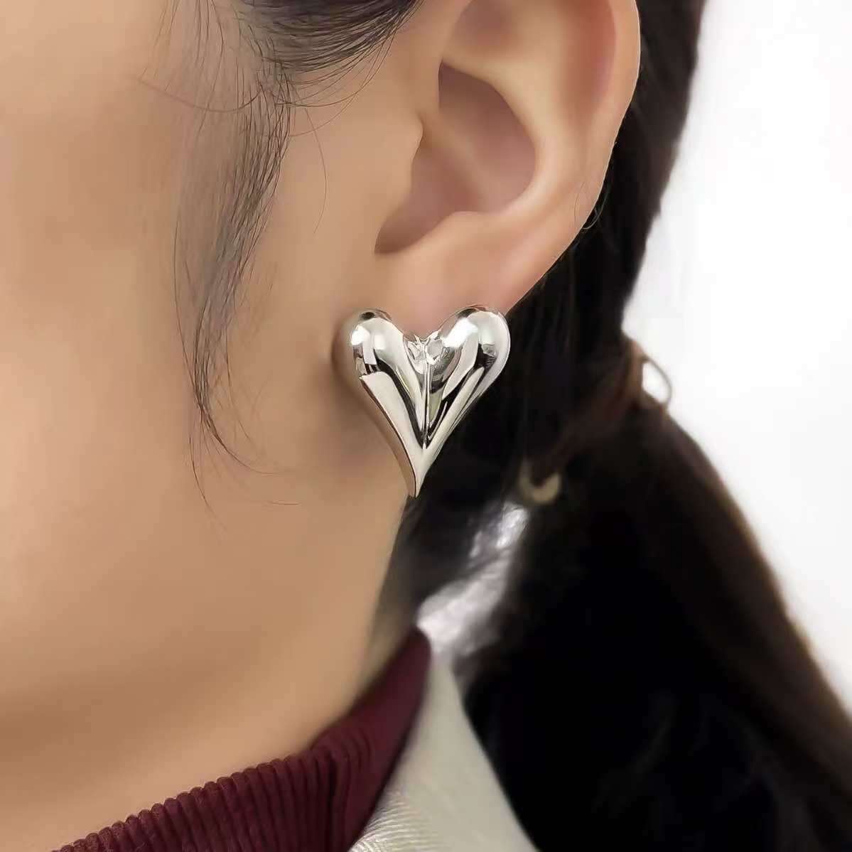 (O206)Orecchini Donna Minimal Cuore Argento