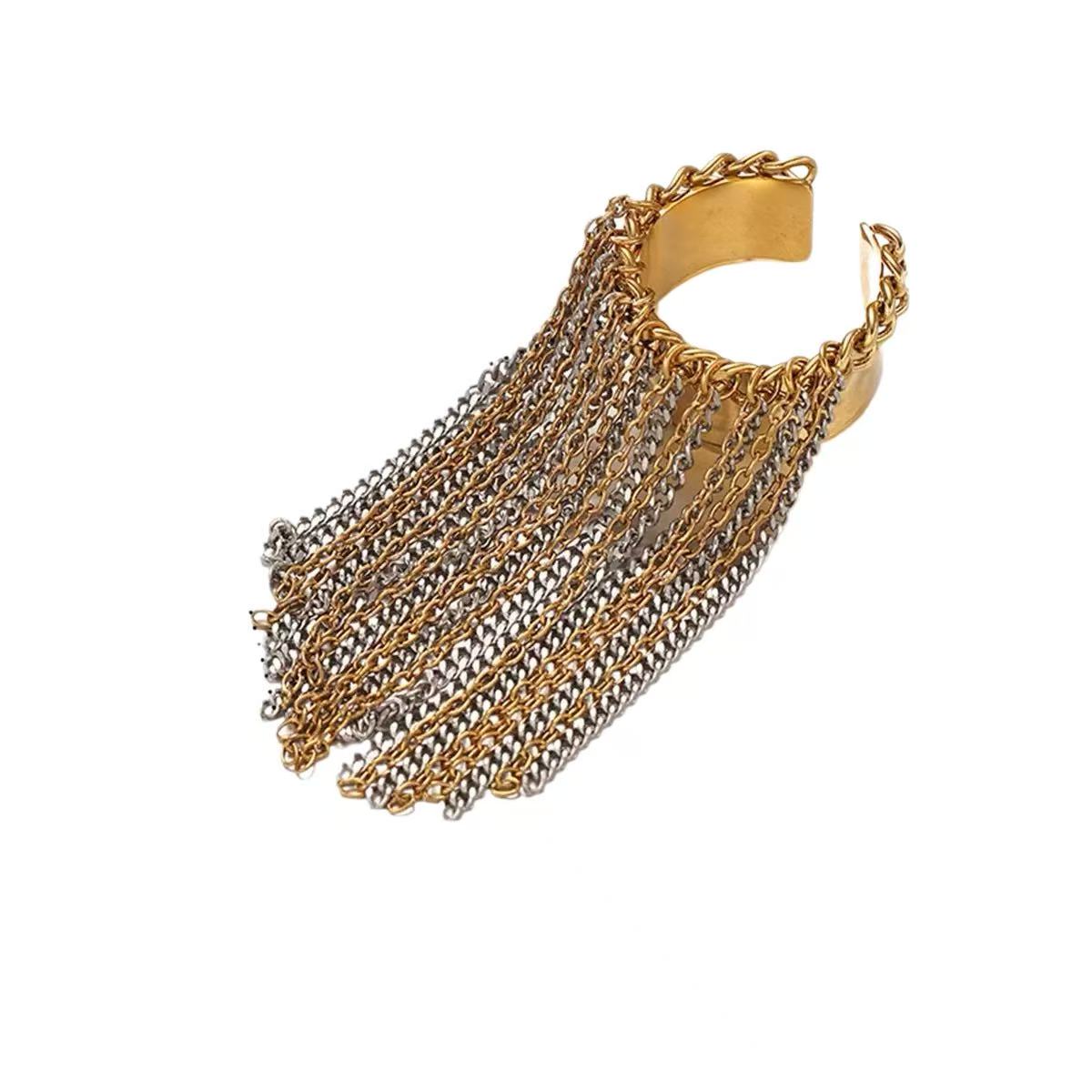 Anello a fascia con maxi frange bicolor