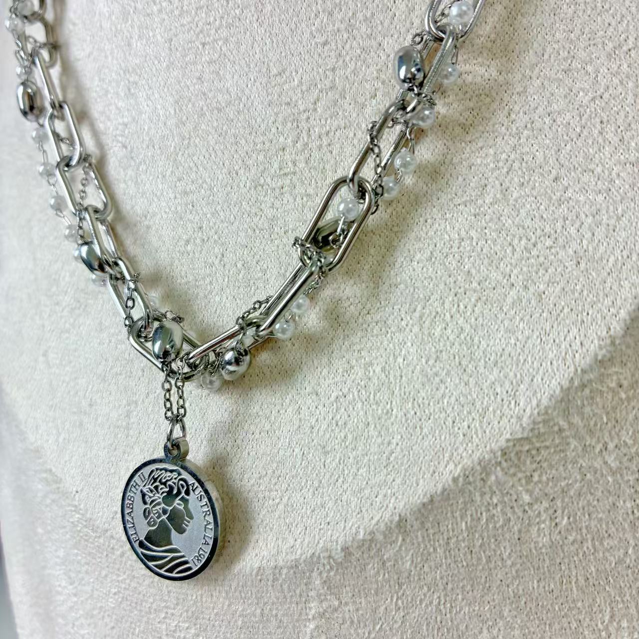 (C052) COLLANA DONNAA 3 IN 1 IN ACCIAIO INOX