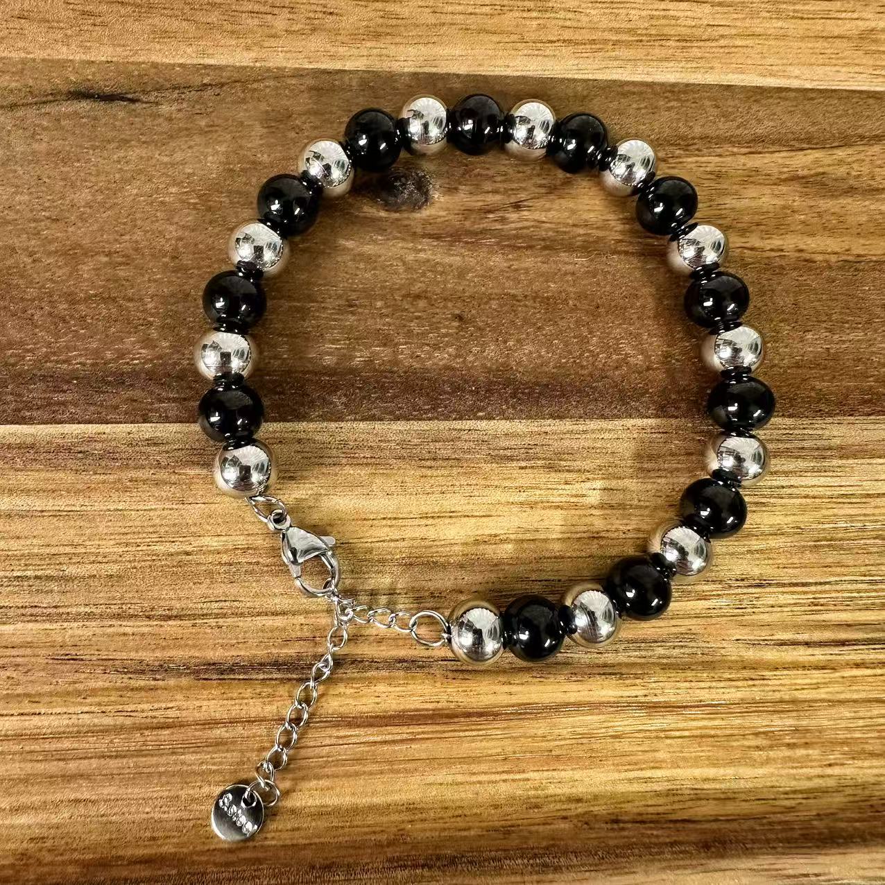 (B068) BRACCIALE DONNA CON SFERE IN ACCIAIO INOX