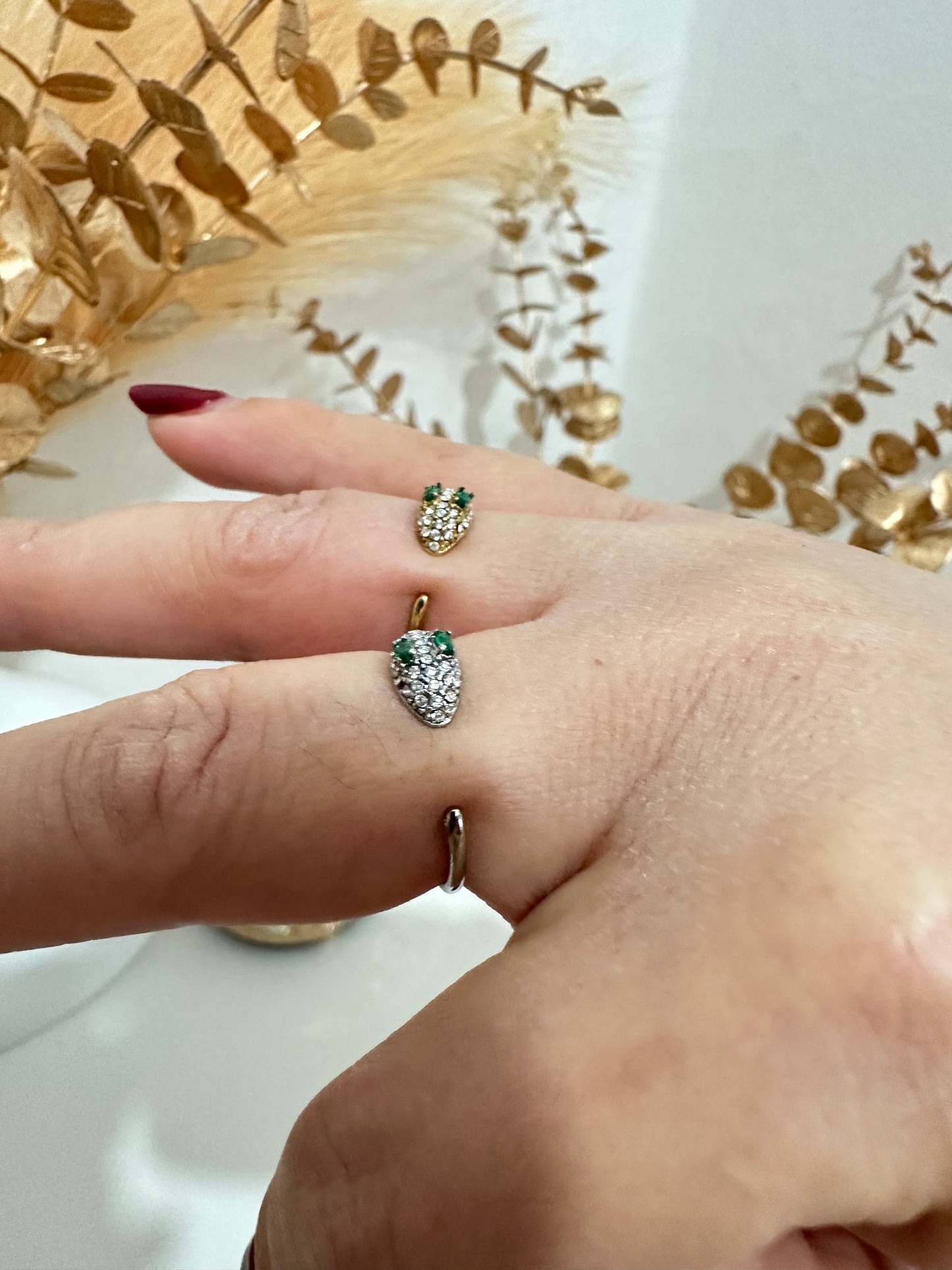 Anello serpente strass regolabile in acciaio inox (A46)