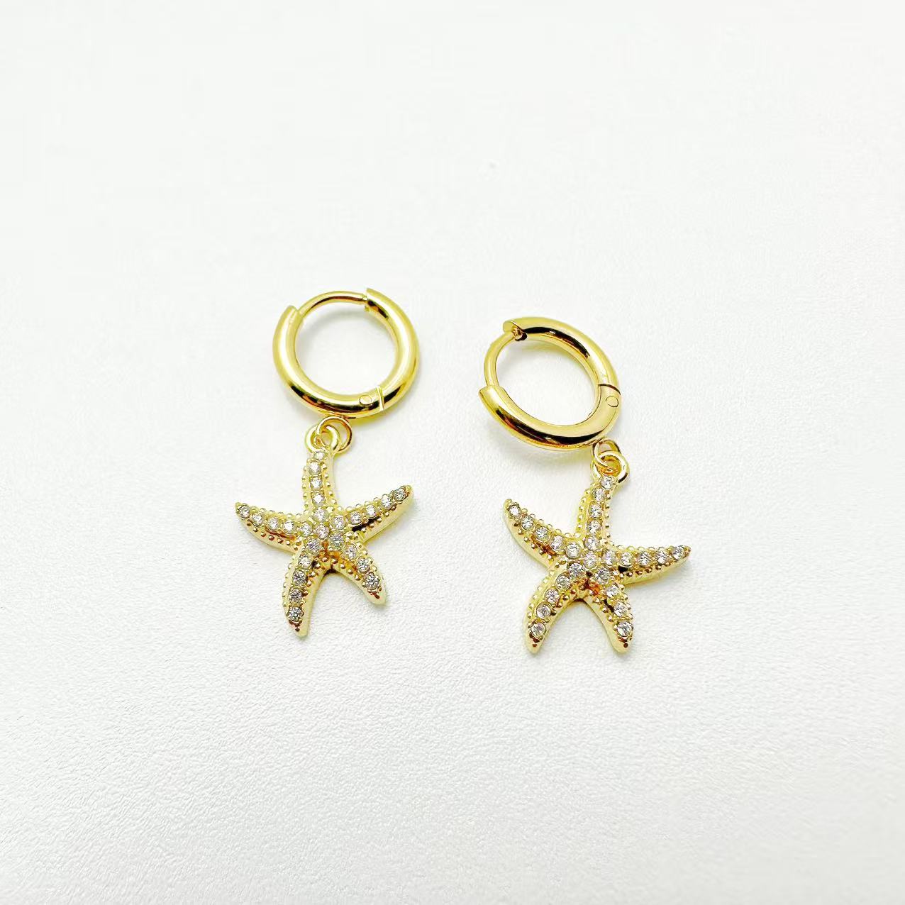 (O082)Orecchini hoop stelle in acciaio inox