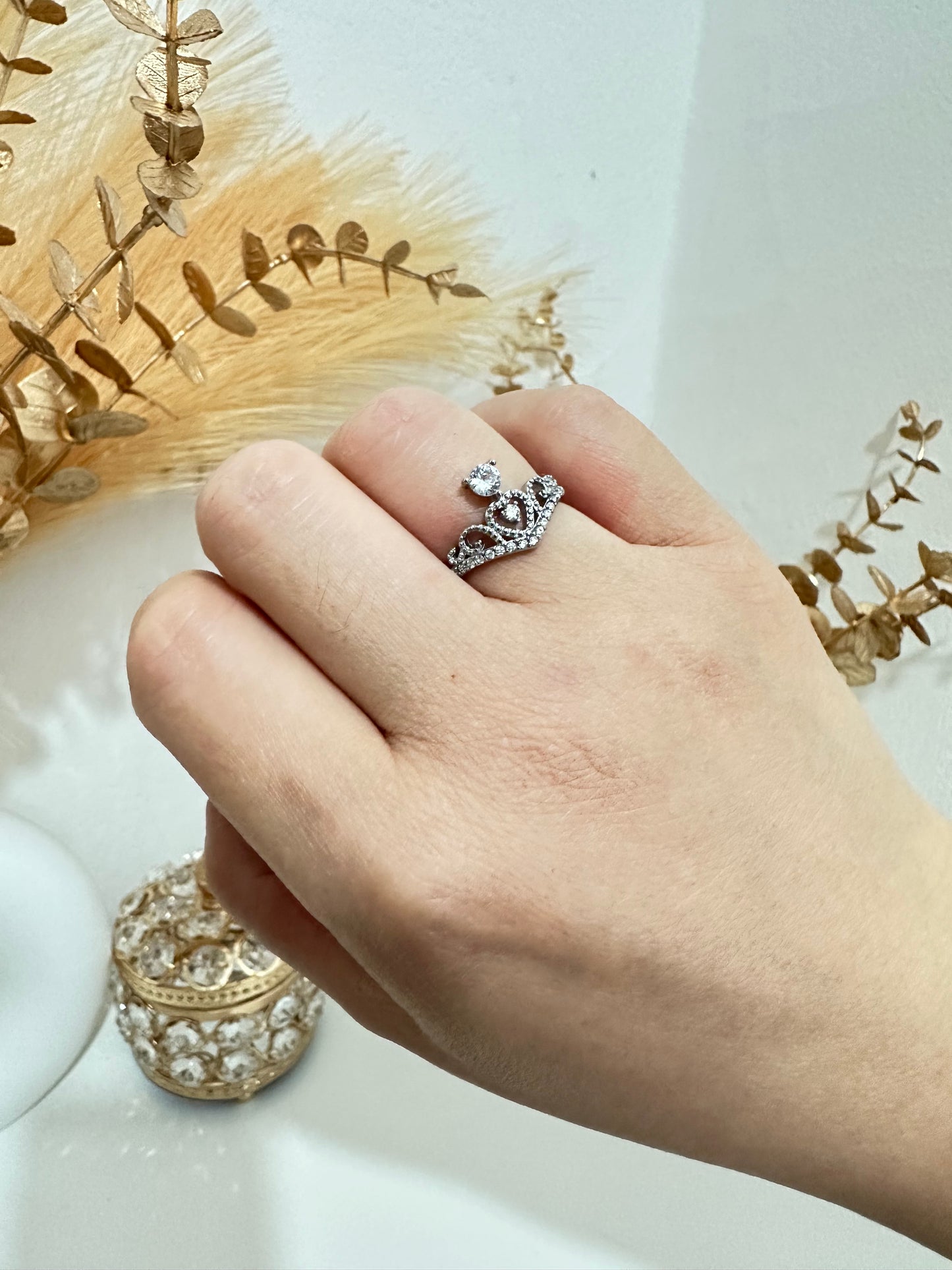 Anello con zirconi corona acciaio inox (A65)