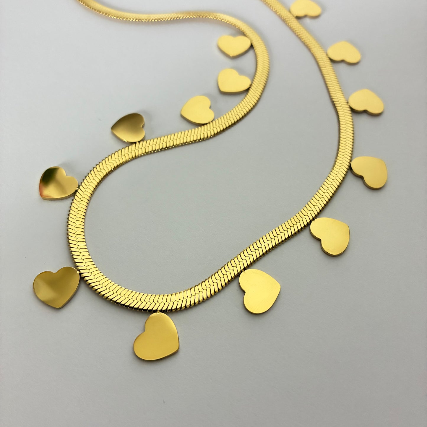 (C111)Collana cuori acciaio 45cm