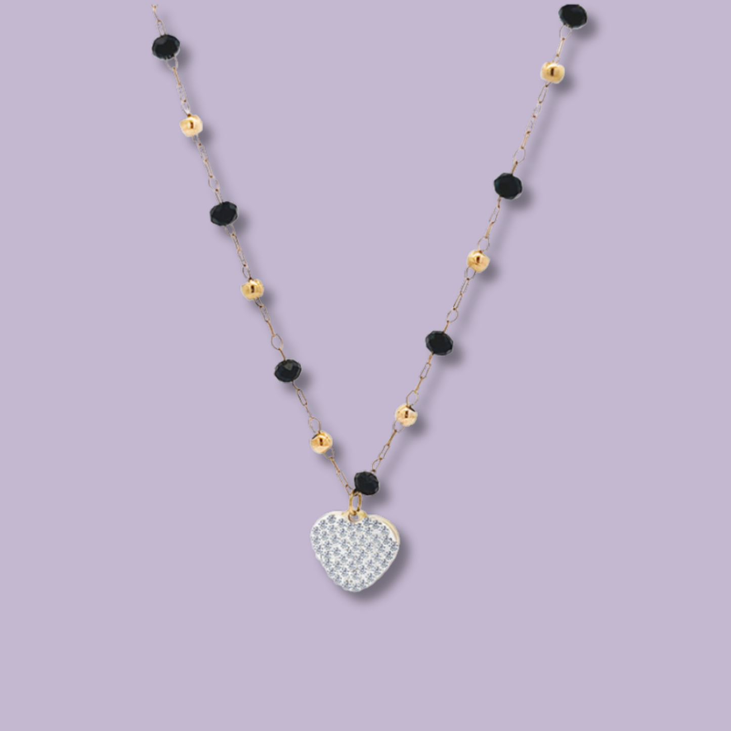 (C313)Collana pepite con cuori