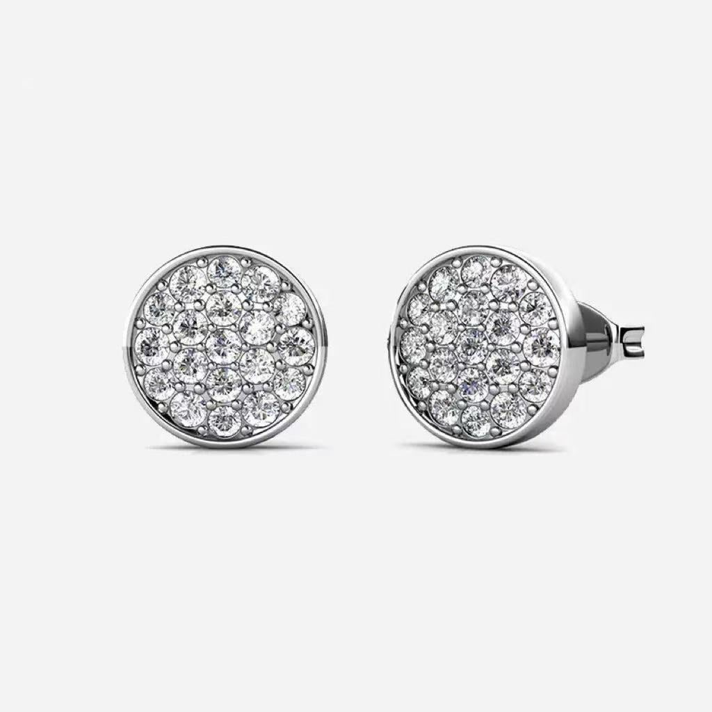 Orecchini "Pavé Celeste" – Bottoni Brillanti in Acciaio