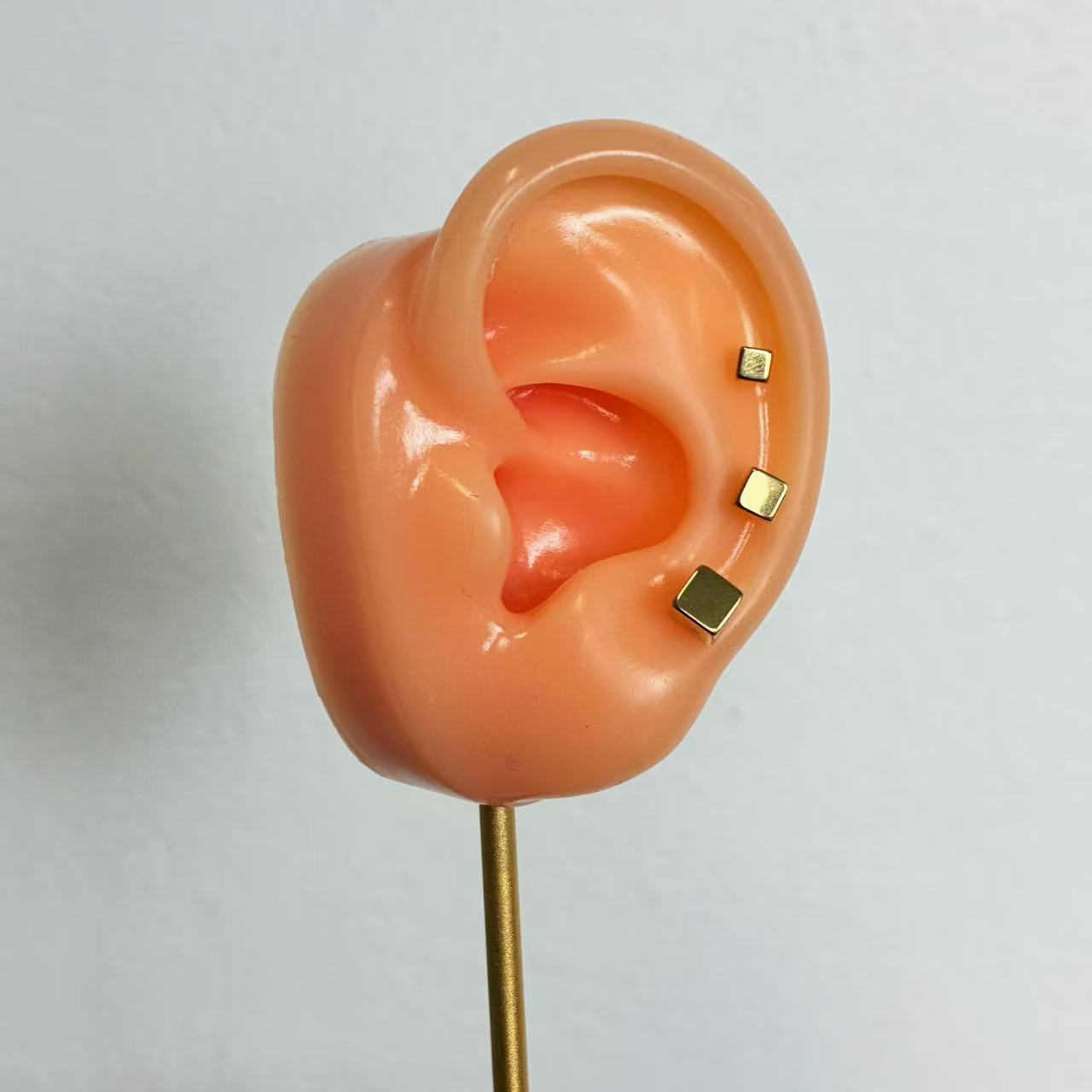 Set 3 orecchini cubetti – Mini Stud Quadrati in Acciaio