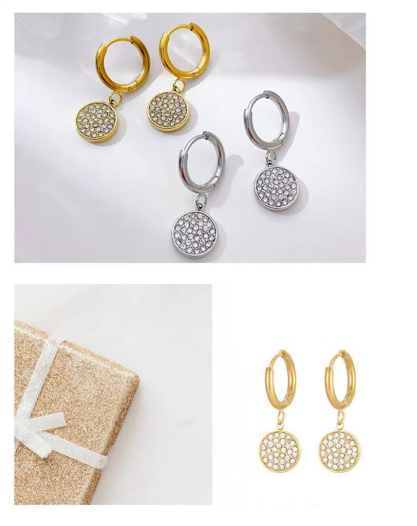 Orecchini "Sole di Cristallo" – Cerchi con Pendente Pavé