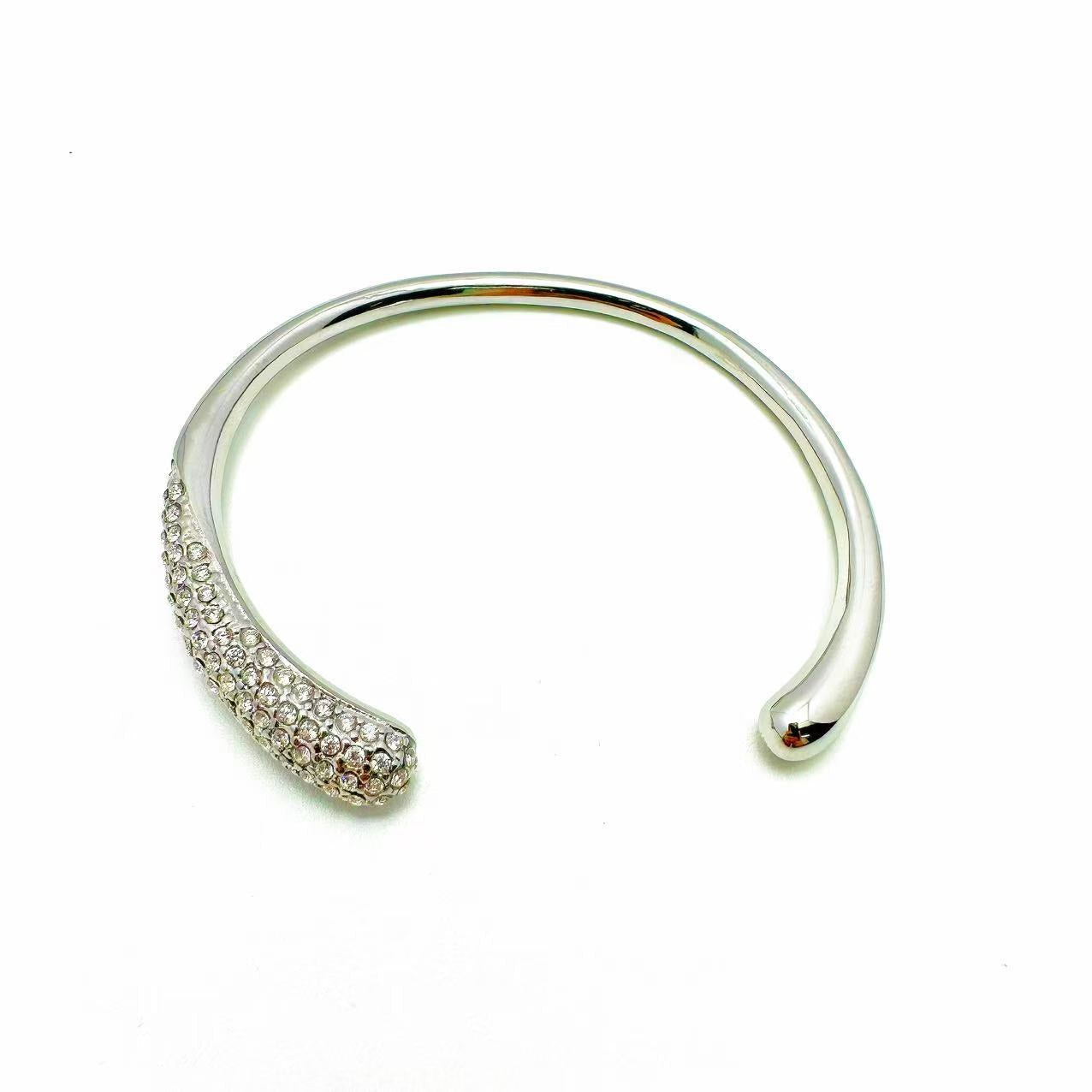 (B156)Bracciale rigido strass in acciaio inox
