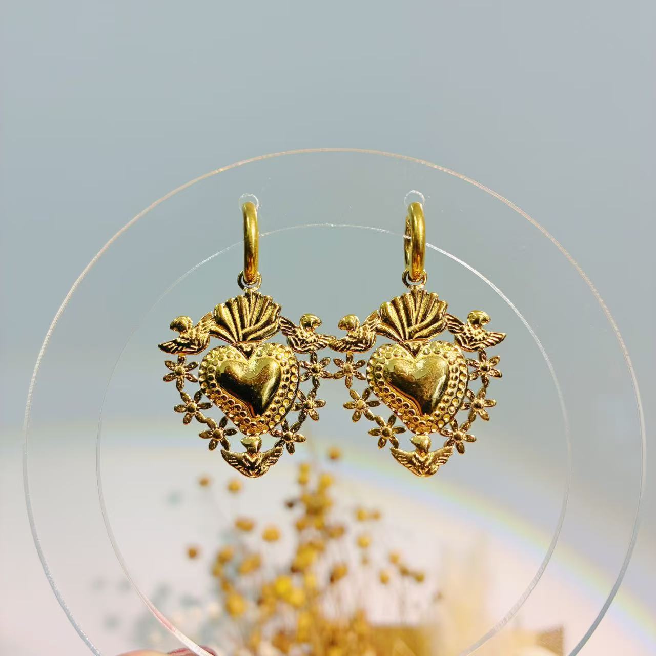 Orecchini Cuore Sacro(Versione Cerchio)