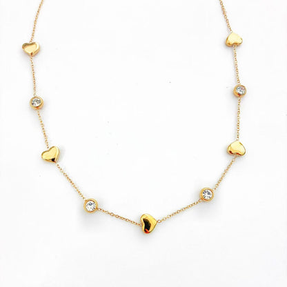 Collana Gold Hearts &amp; Crystals – Eleganza Delicata