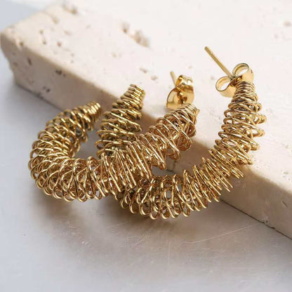 (O219)Orecchini Donna Cerchio a Spirale