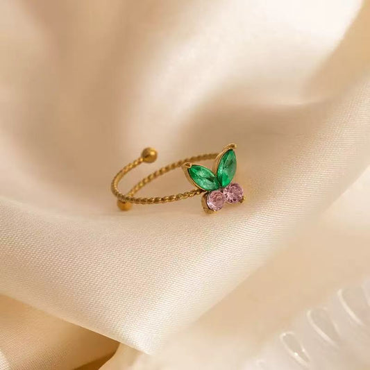 [Offerte] Anello "Metamorfosi Brilla" rosa/verde – Design a Farfalla in Acciaio