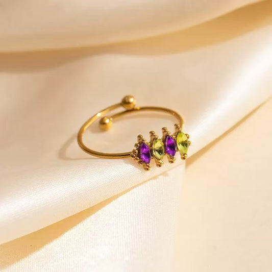 [Offerte] Anello "Danza delle Gemme" bicolori – Fascia Regolabile con Cristalli Marquise