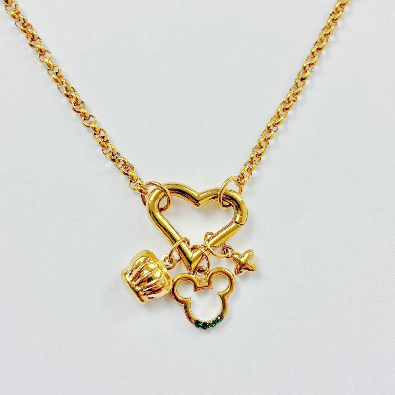 Collana “Royal Mouse Charm” – Cuore, Corona &amp; Stellina