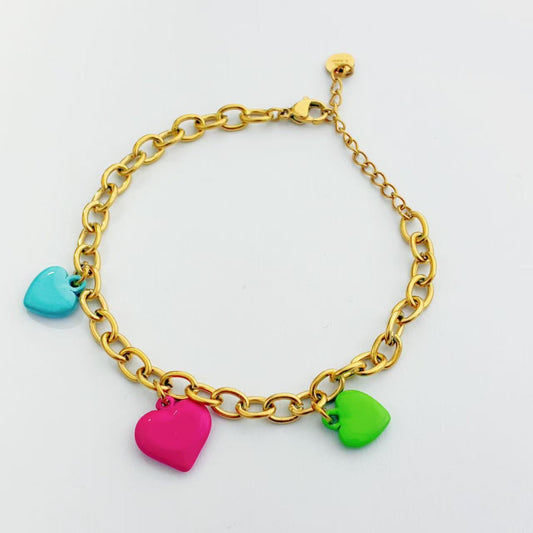 Bracciale con Cuori Smaltati – Stile Vivace e Giovanile