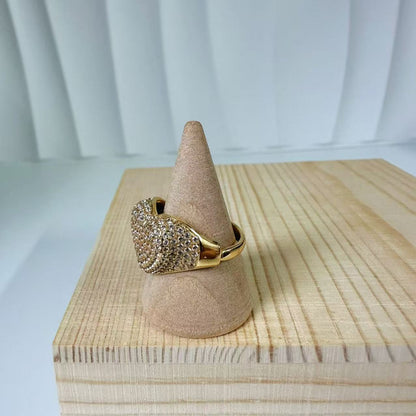 (A098)Anello cuore pavé regolabile in acciaio inox