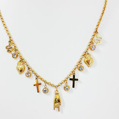 Collana con Ciondoli Misti – Stile Iconico e Ricco di Simboli