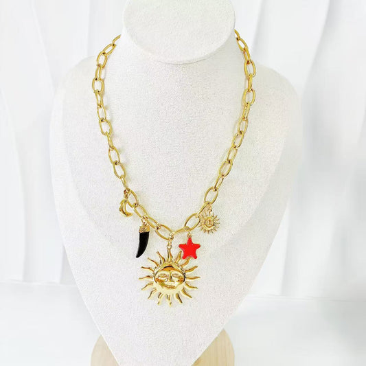 (C272)Collana con pendenti in acciaio inox