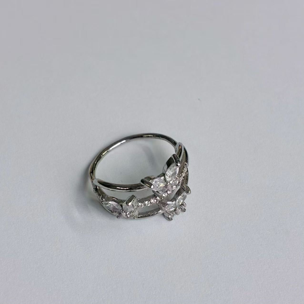 Anello Argento con Farfalle e Zirconi – Acciaio Inossidabile