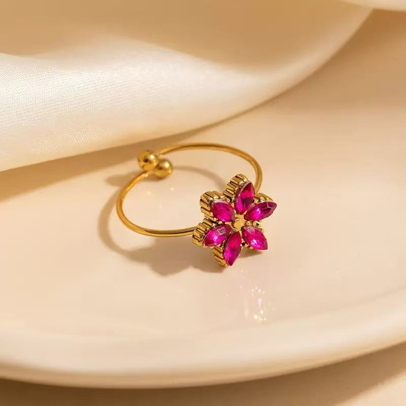 [Offerte] Anello "Bocciolo di Luce" magenta – Corolla di Cristalli Regolabile