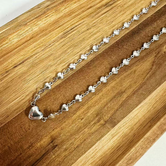 (C119)Collana cuoricini in acciaio inox