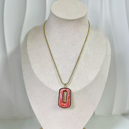 (C126)Collana resina ovale in acciaio inox