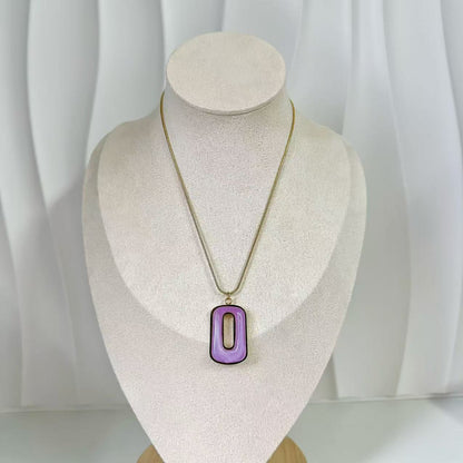 (C126)Collana resina ovale in acciaio inox