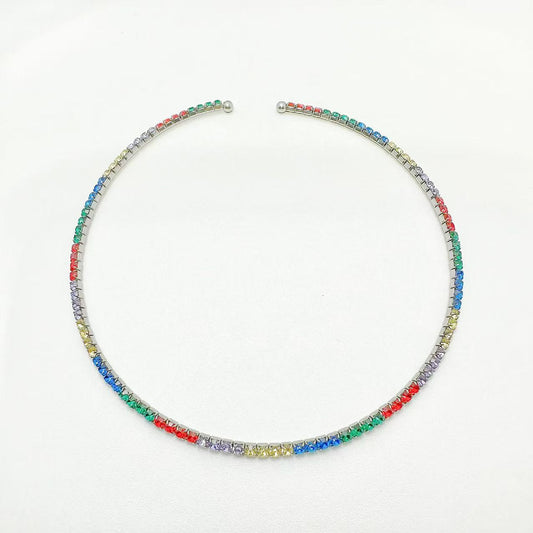 (C274)Collana tennis colorata semirigida