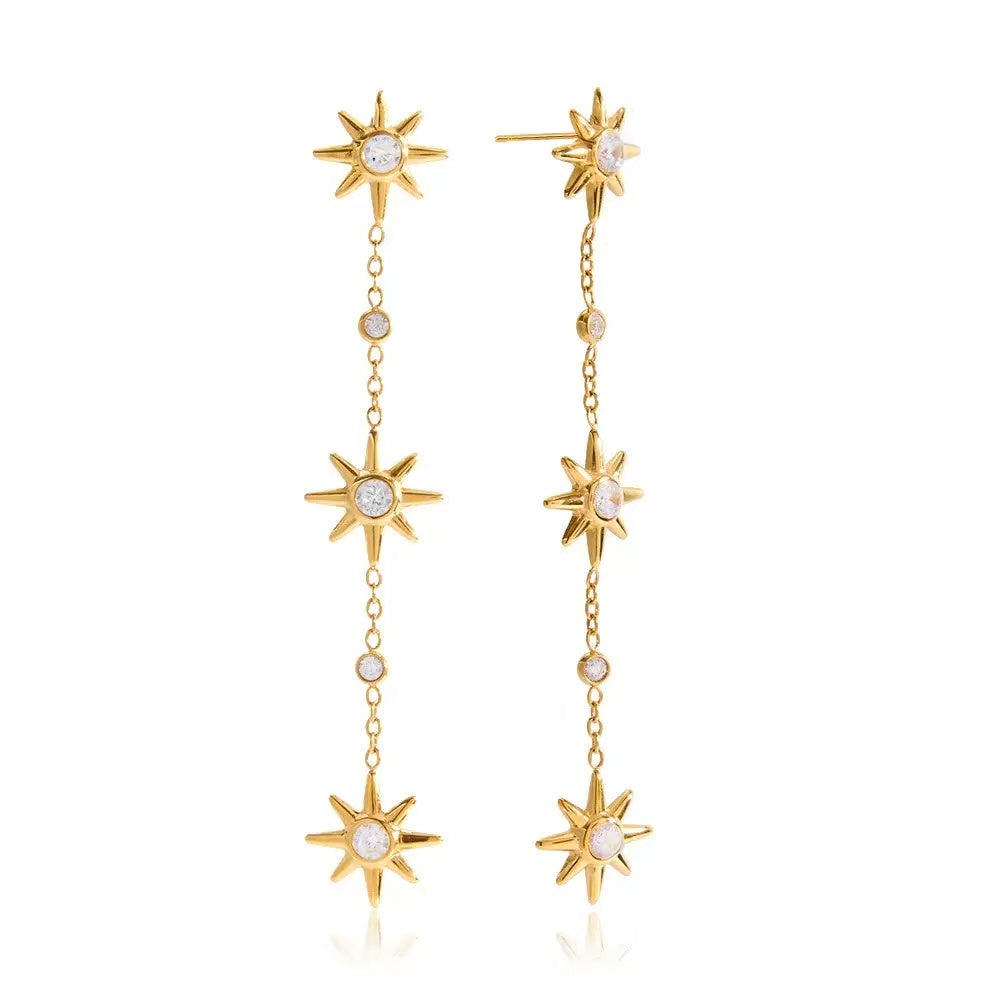 Orecchini Pendenti con Motivo Stellare — Eleganza Luminosa e Linee Raffinate