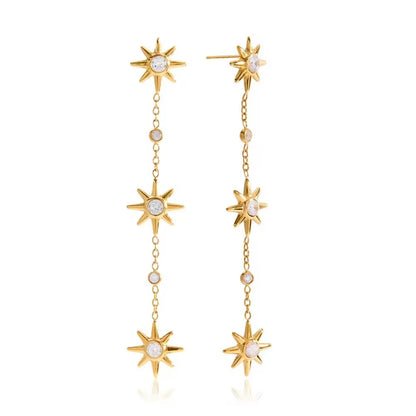 Orecchini Pendenti con Motivo Stellare — Eleganza Luminosa e Linee Raffinate