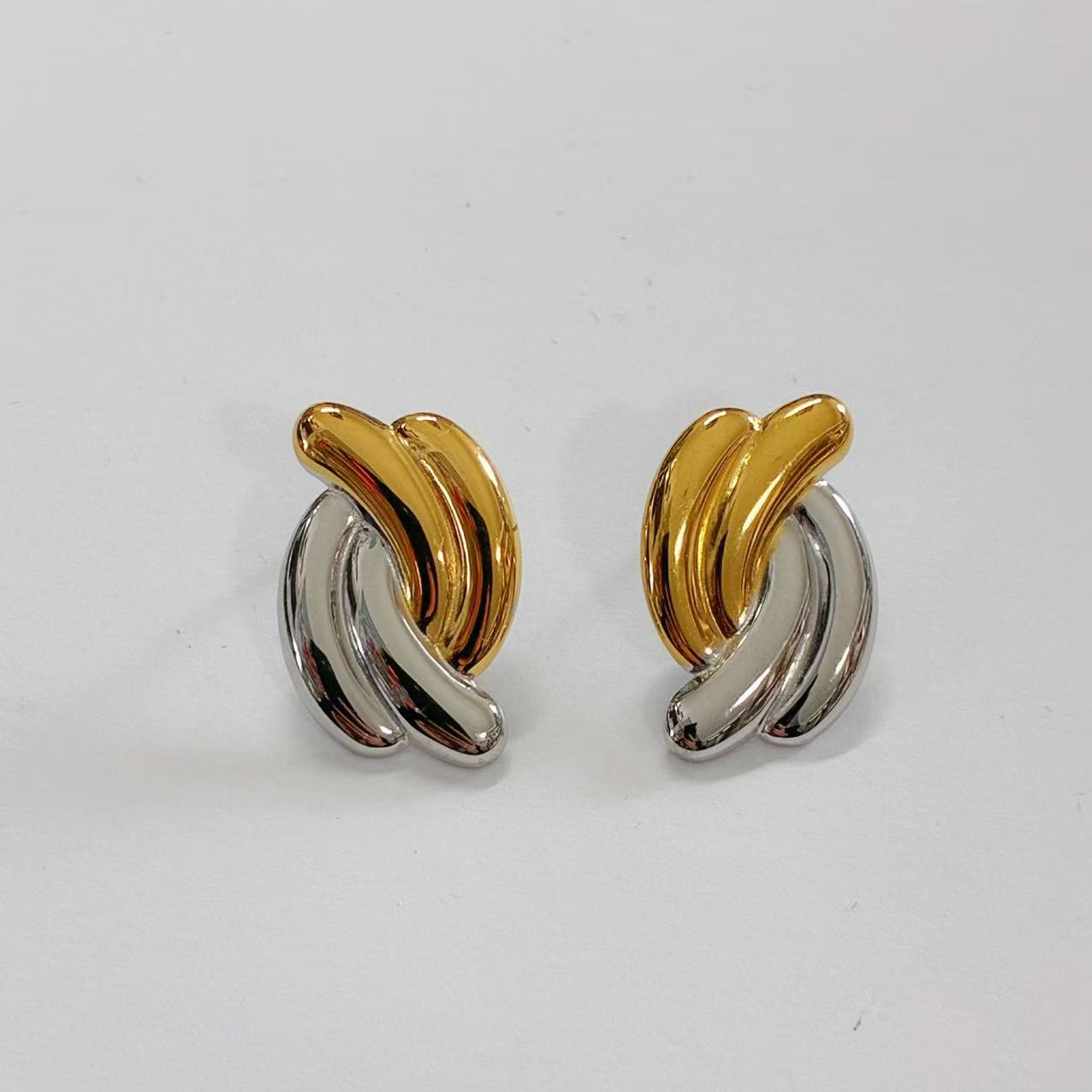 Orecchini Intreccio Brillante – Bicolore