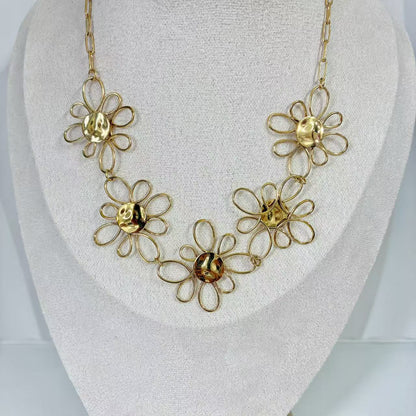 (C200)Collana fiori tutto in acciaio inox