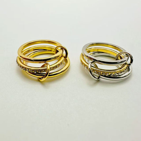 (A175)Anello 3 fedine insieme con misure 7-8