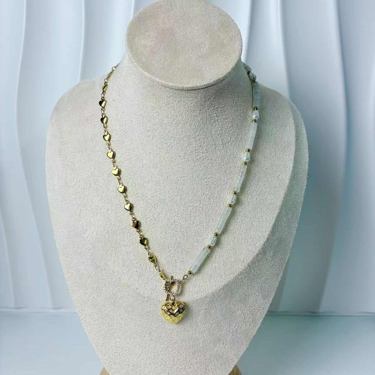 (C144) COLLANA CUORI IN ACCIAIO INOX