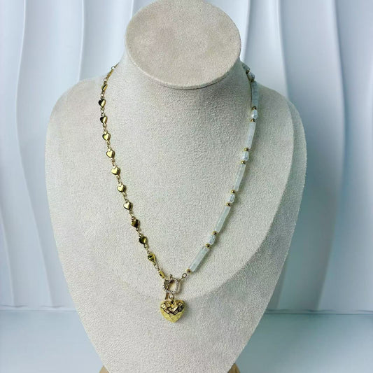 (C144) COLLANA CUORI IN ACCIAIO INOX