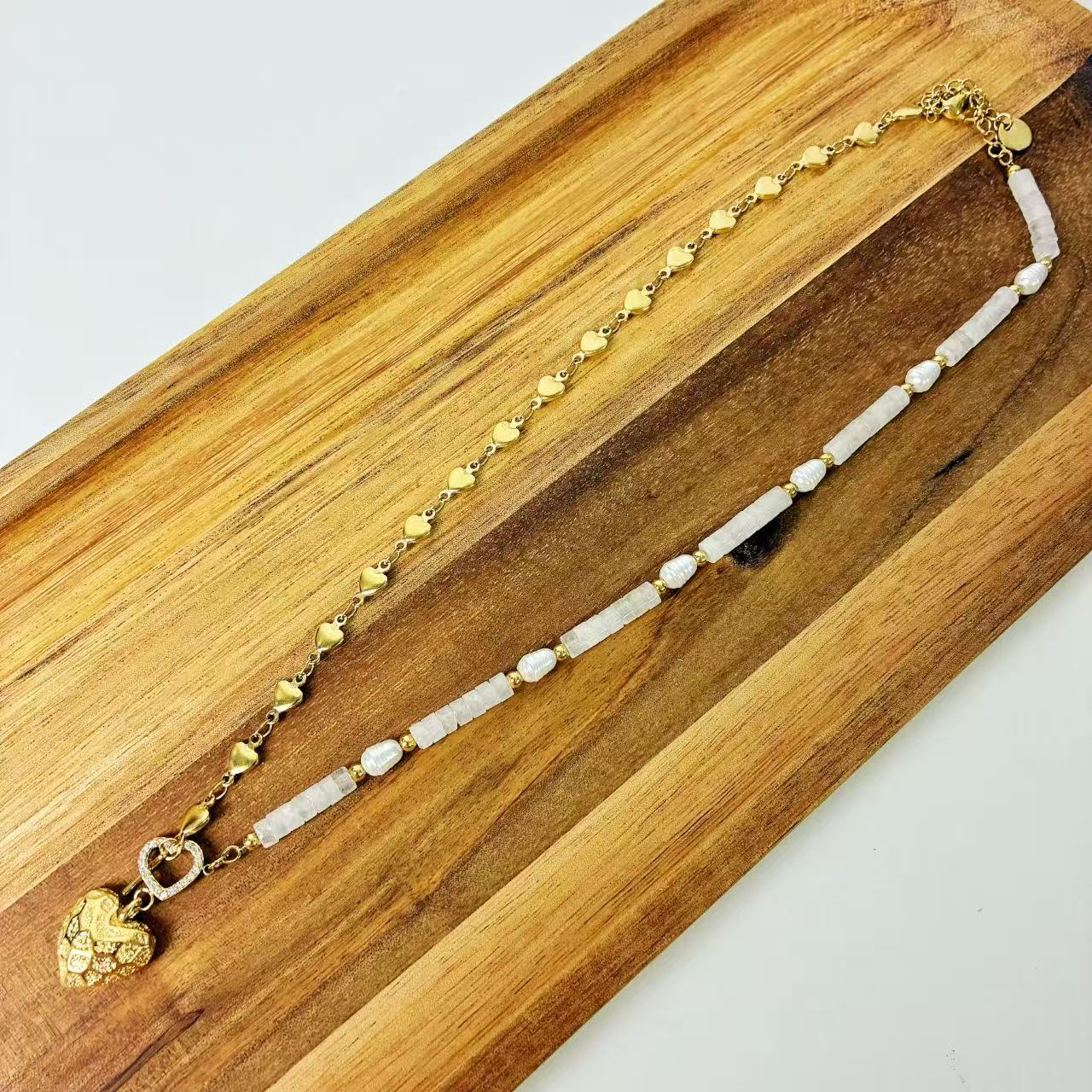 (C144) COLLANA CUORI IN ACCIAIO INOX