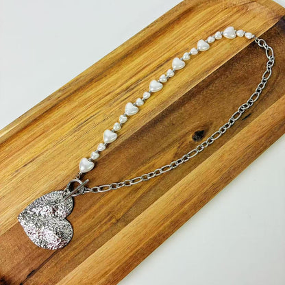 (C145) COLLANA SILVER CON CUORI IN ACCIAIO INOX