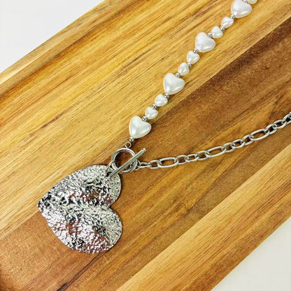 (C145) COLLANA SILVER CON CUORI IN ACCIAIO INOX