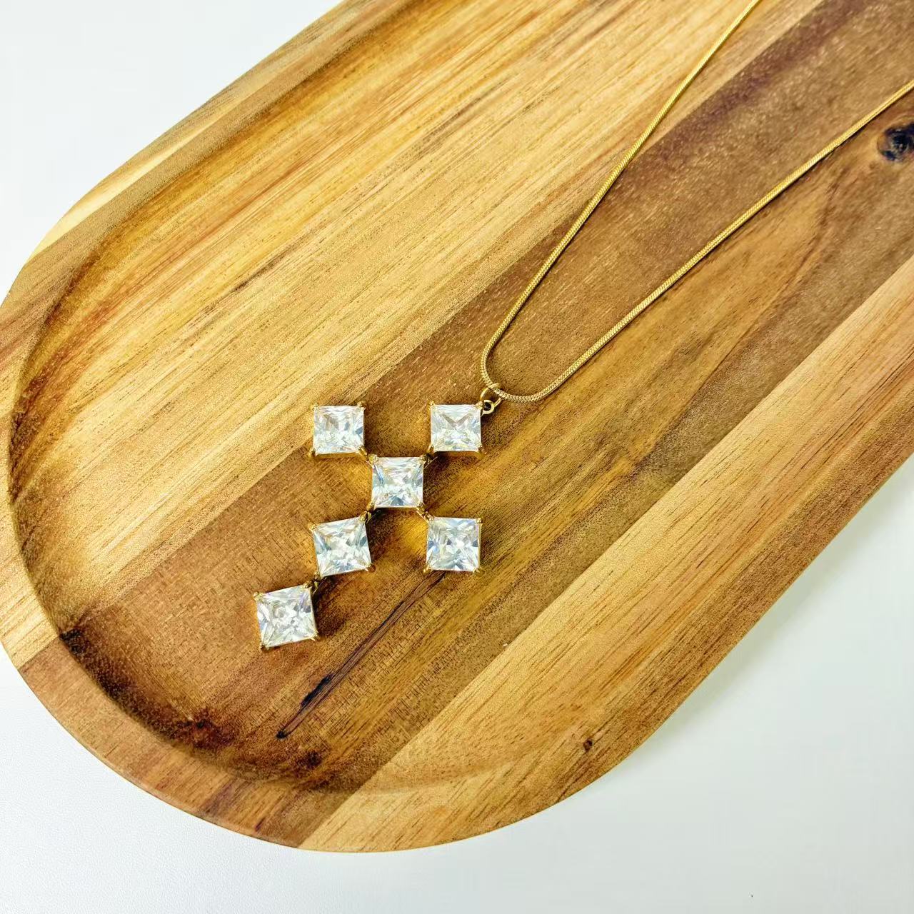 (C148) COLLANA CROCE ZIRCONE IN ACCIAIO INOX