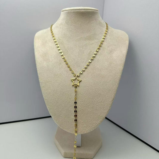 (C278)Collana stella con pendente lungo in acciaio inox