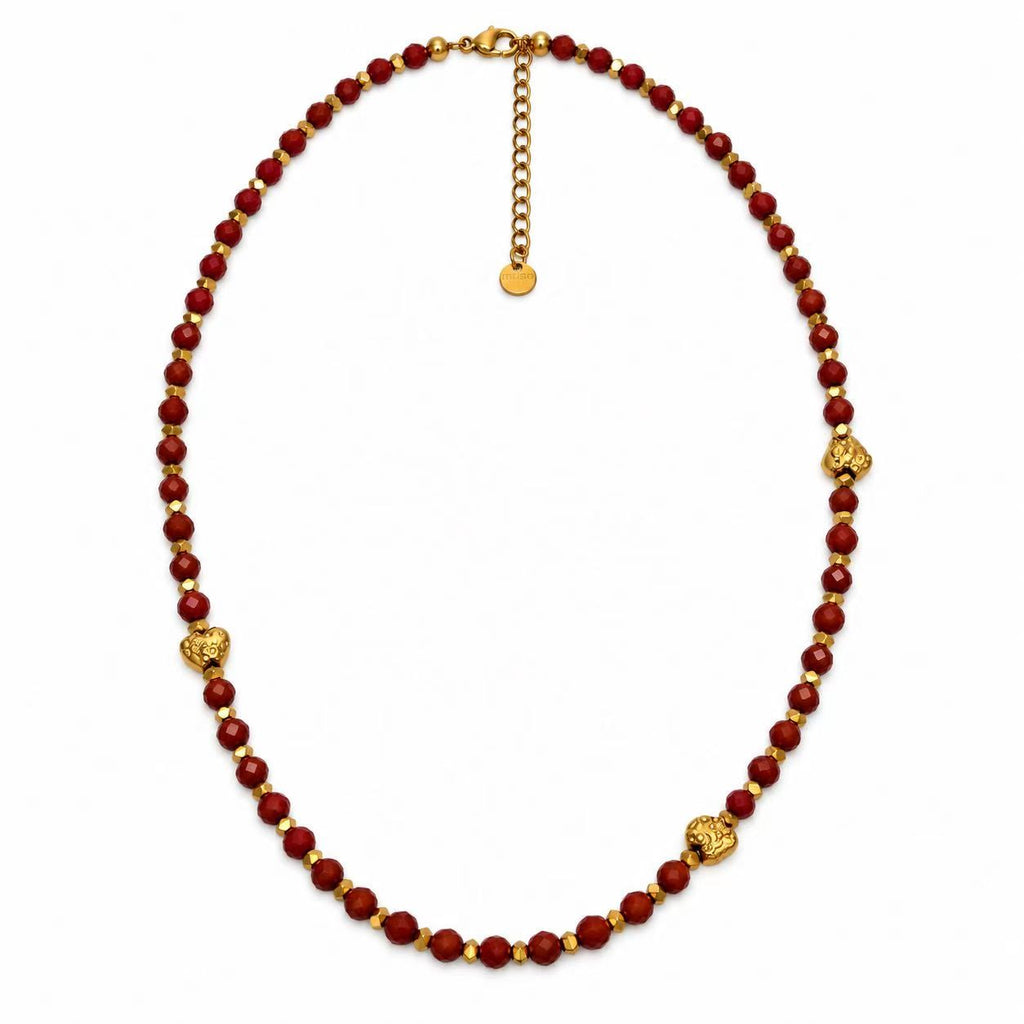 Collana Ritmo di Cuori | pepite con le Pietre naturali | in acciaio inox