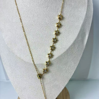 (C151)  COLLANA SALISCENDI STELLA IN ACCIAIO INOX