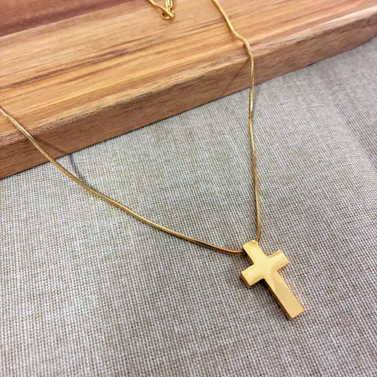 COLLANA CROCE DONNA IN ACCIAIO INOX 55CM